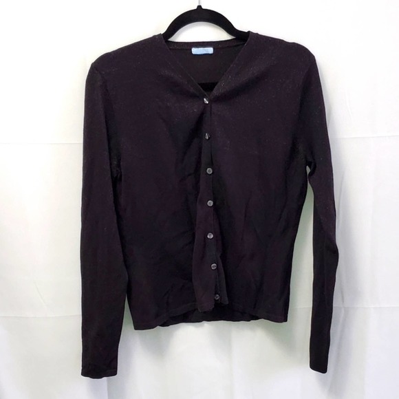 Urchin by Mark Eisen Sweaters - VINTAGE Urchin by Mark Eisen 90's Black Cardigan with Subtle Silver Shimmer